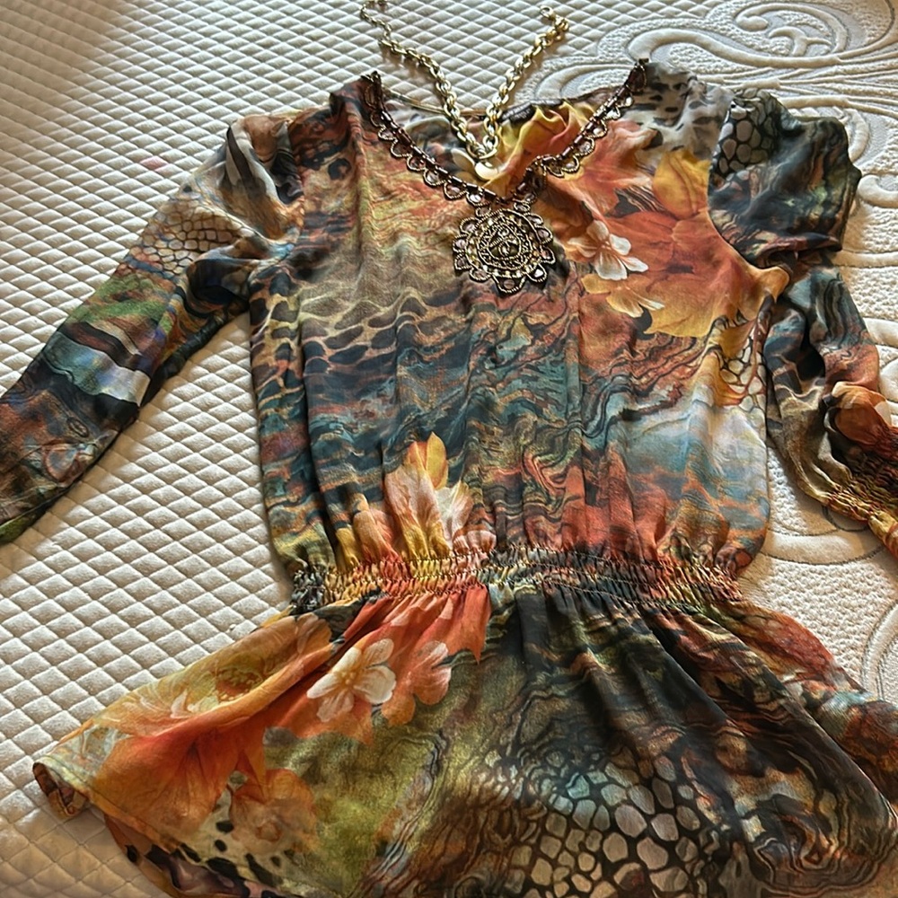 Alashkahy Sienna Rose, Ltd., beautiful fall colored, jewel adorned top